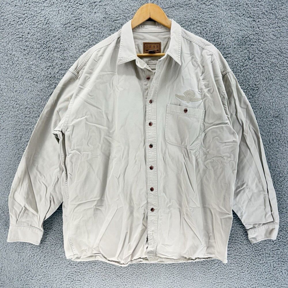 Gear For Sports Shirt 2XL Button Up L/S Beige Indianapolis Motor‎ Speedway Logo